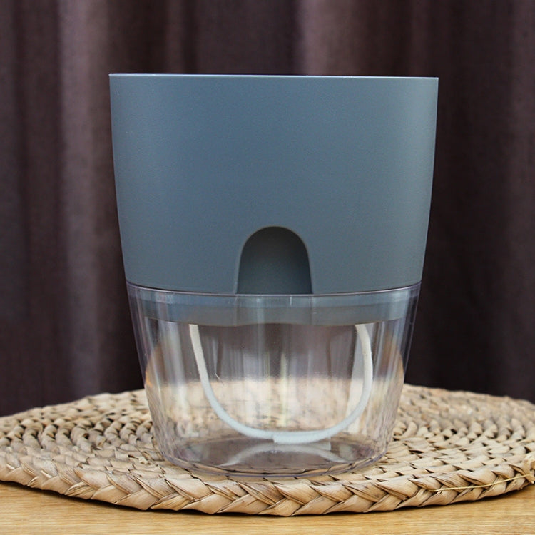 Transparent Plastic Double-Layer Water Storage Automatic Water-Absorbing Flowerpot, A703 Caliber 8.2cm, A705 Caliber 10.5cm, A707 Caliber 15.3cm, A709 Caliber 23.5cm A703 Caliber 8.2cm Gray Transparent Basin