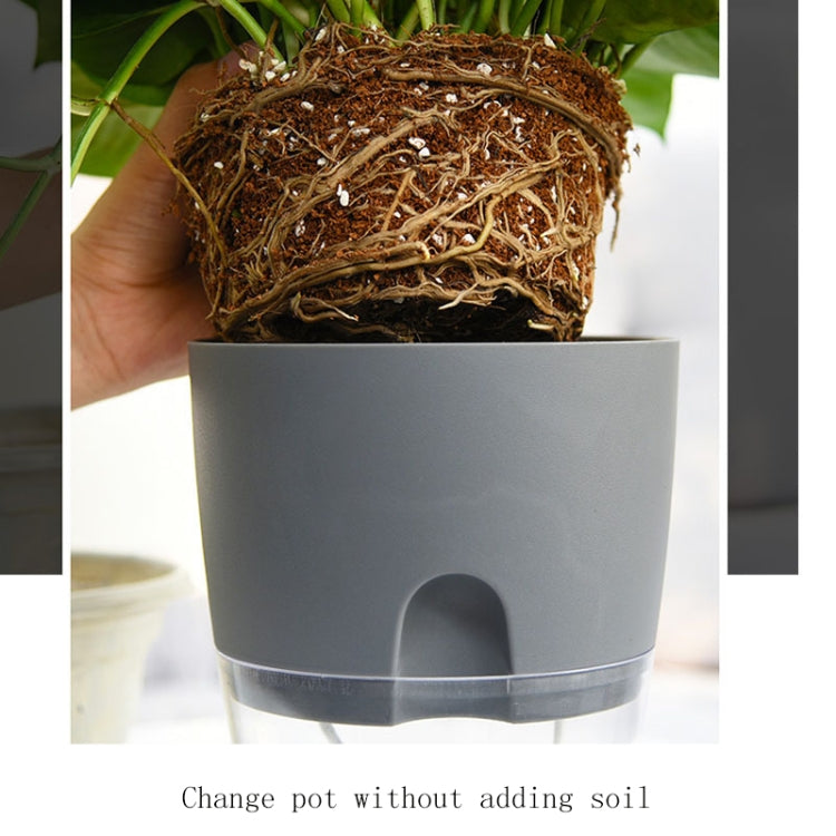 Transparent Plastic Double-Layer Water Storage Automatic Water-Absorbing Flowerpot, A703 Caliber 8.2cm, A705 Caliber 10.5cm, A707 Caliber 15.3cm, A709 Caliber 23.5cm