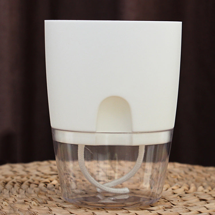 Transparent Plastic Double-Layer Water Storage Automatic Water-Absorbing Flowerpot, A703 Caliber 8.2cm, A705 Caliber 10.5cm, A707 Caliber 15.3cm, A709 Caliber 23.5cm A705 Caliber 10.5cm White Transparent Basin