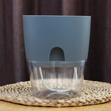 Transparent Plastic Double-Layer Water Storage Automatic Water-Absorbing Flowerpot, A703 Caliber 8.2cm, A705 Caliber 10.5cm, A707 Caliber 15.3cm, A709 Caliber 23.5cm A709 Caliber 23.5cm Gray Transparent Basin