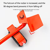 CY-0102 5 in 1 Household Moving Bed Heavy Object Moving Pulley Furniture Shifter Multifunctional Carrier, Red (150KG), Yellow (300KG), Silver (500KG), Red Black Pry Bar (150KG), Tank (100KG), Cartoon (100KG)