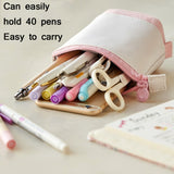 ANGOO Corduroy Retractable Drop-Down Pencil Case Student Stationery Storage Bag, Turmeric, Pink, Light Blue, Purple, Green
