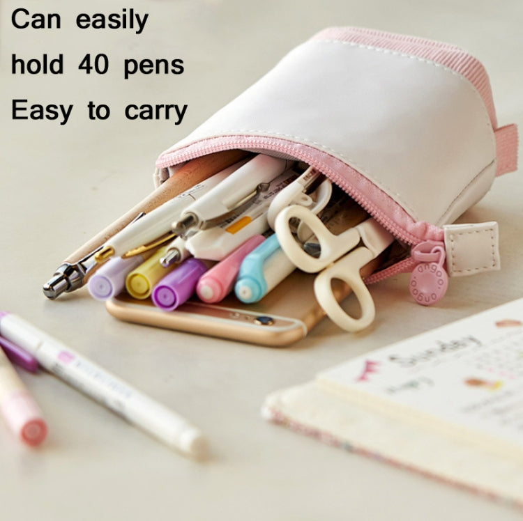 ANGOO Corduroy Retractable Drop-Down Pencil Case Student Stationery Storage Bag, Turmeric, Pink, Light Blue, Purple, Green