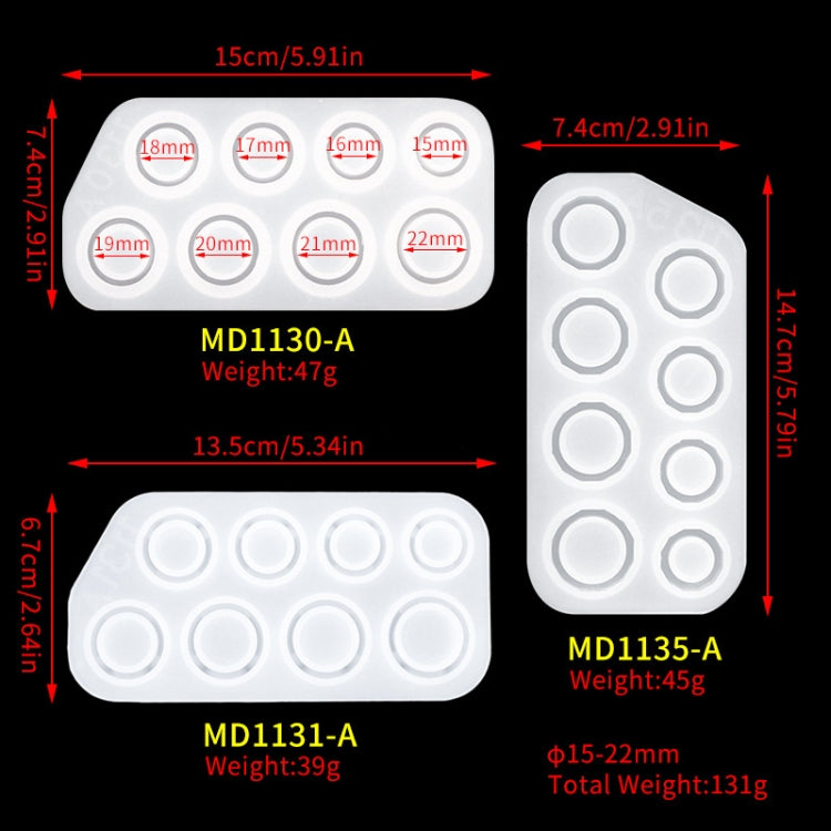 3 in 1 DIY Crystal Dripping Ring Pendant Silicone Mold Arc-Shaped Section Ring Mold, 3 in 1 Ring Mold