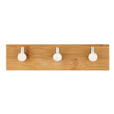 Stainless Steel Bamboo Wood Three Row Hook Kitchen Bathroom Door Adhesive Hook, Door Sticky Three Hook