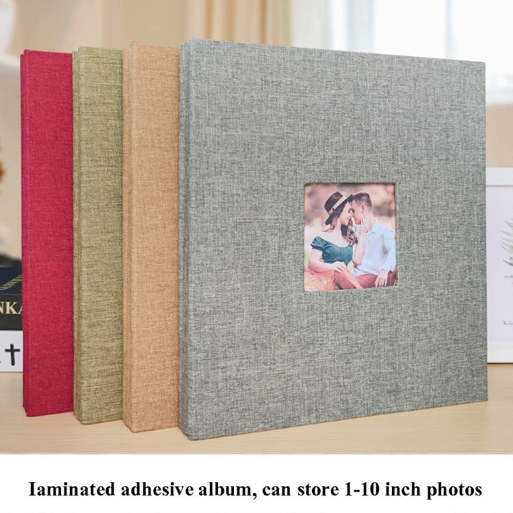 10 Inch 20 Pages/40P Cloth Photo Album Self-Adhesive DIY Laminated Photo Album, Red, Green, Ginger Yellow, Gray