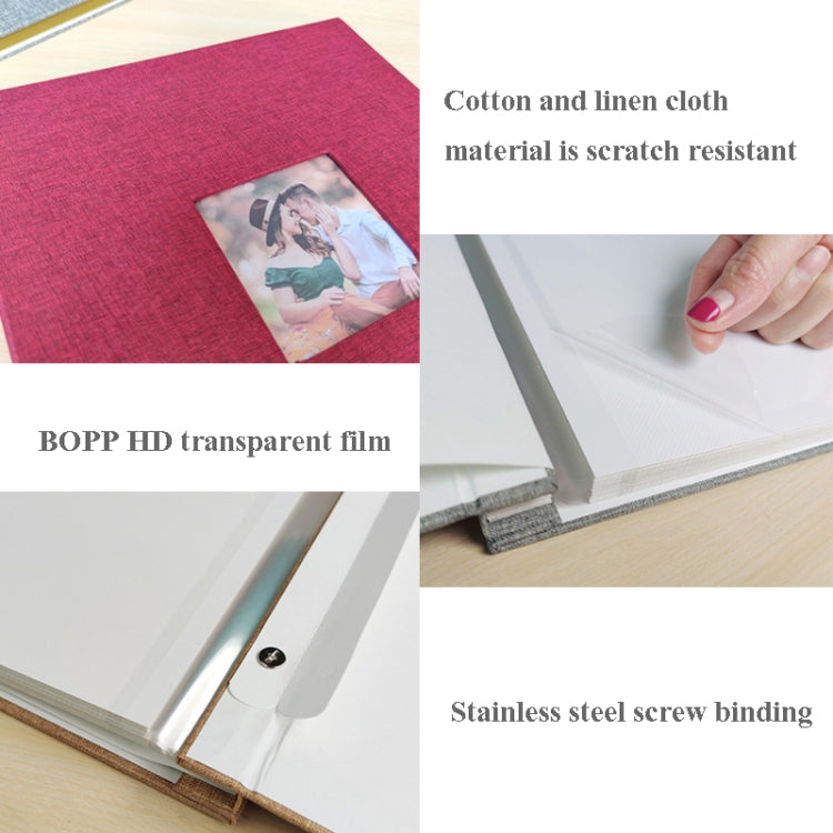 10 Inch 20 Pages/40P Cloth Photo Album Self-Adhesive DIY Laminated Photo Album, Red, Green, Ginger Yellow, Gray