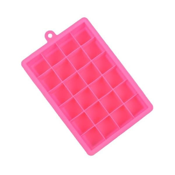 24 Grids Silicone Ice Cube Tray Molds Square Shape Ice Cube Maker Fruit Popsicle Ice Cream Mold, 24-Grid(Dark blue), 24-Grid(Grass green), 24-Grid(Rose red), 24-Grid(Sky blue), 24-Grid(Light purple) 24-Grid(Rose red) Rose red