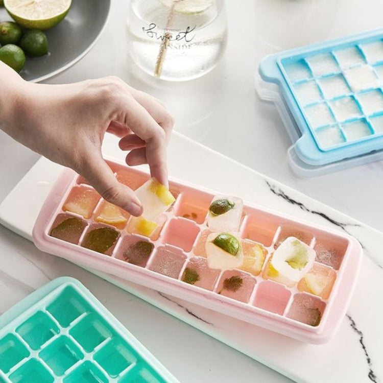 Creative 24 Grid Silicone Ice Tray Home Large Ice Cube Mold Ice Box with Lid, Light Pink, Sky Blue, Mint Green