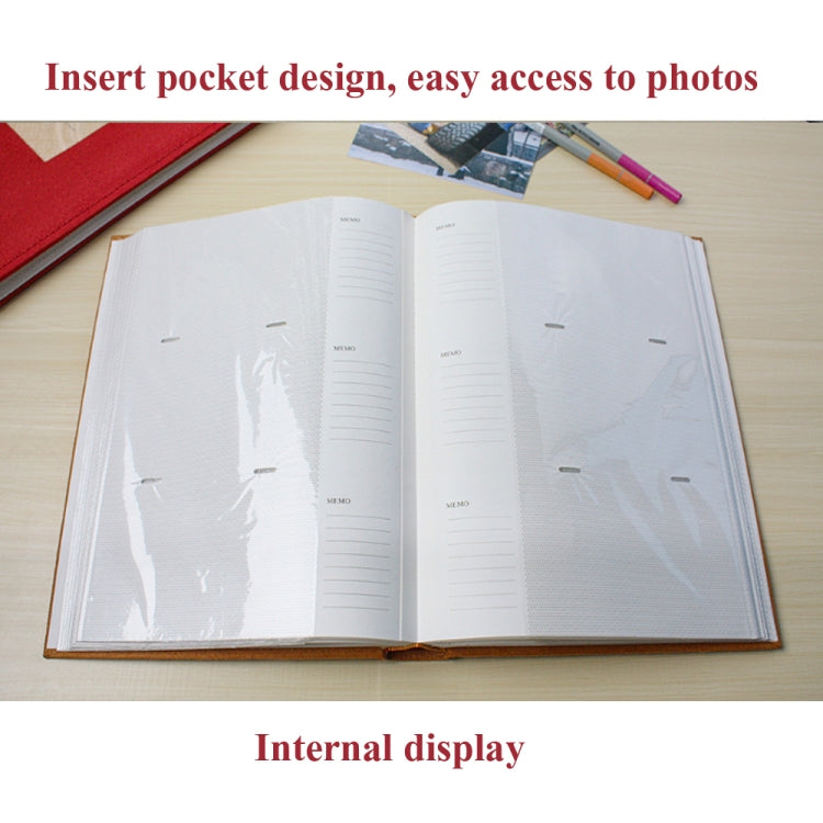 4R 6 Inch 300 Sheets Cloth Photo Album Retro Insert Photo Album Postcard Storage Photo Album, Red, Green, White, Orange