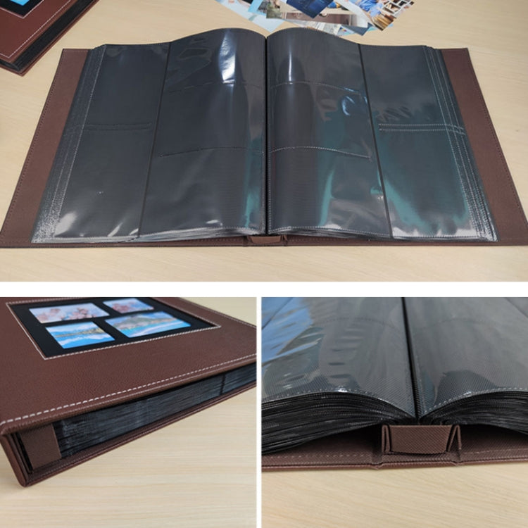 6 Inch 600 Sheets Leather Cover Photo Album Family Photo Album Storage Book, Black, Dark Brown, Light Brown