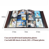 6 Inch 600 Sheets Leather Cover Photo Album Family Photo Album Storage Book, Black, Dark Brown, Light Brown