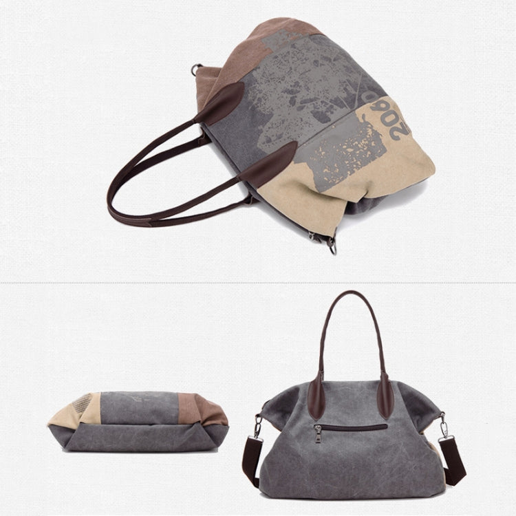 K1219 Large-Capacity Graffiti Canvas Bag Printing Single-Shoulder Messenger Bag, Red Wine, Blue, Light Brown