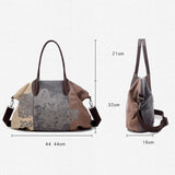 K1219 Large-Capacity Graffiti Canvas Bag Printing Single-Shoulder Messenger Bag, Red Wine, Blue, Light Brown