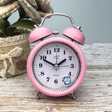 3 Inch Metal Bell Alarm Clock With Night Light Student Bedside Fashion Clock, Red, Green, Blue, Pink, Orange Pink