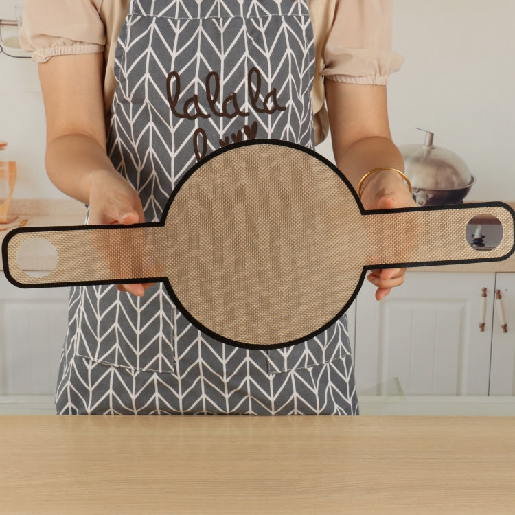 Oven Accessories Bread Dough Transfer Baking Mat Long Handle Extraction Mat, Brown, Orange