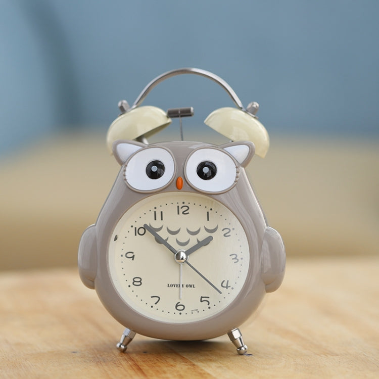 3 Inch Children Cartoon Owl Luminous Silent Bedside Snooze Small Alarm Clock, Pink, Gray, Light Blue, Ink Green Gray