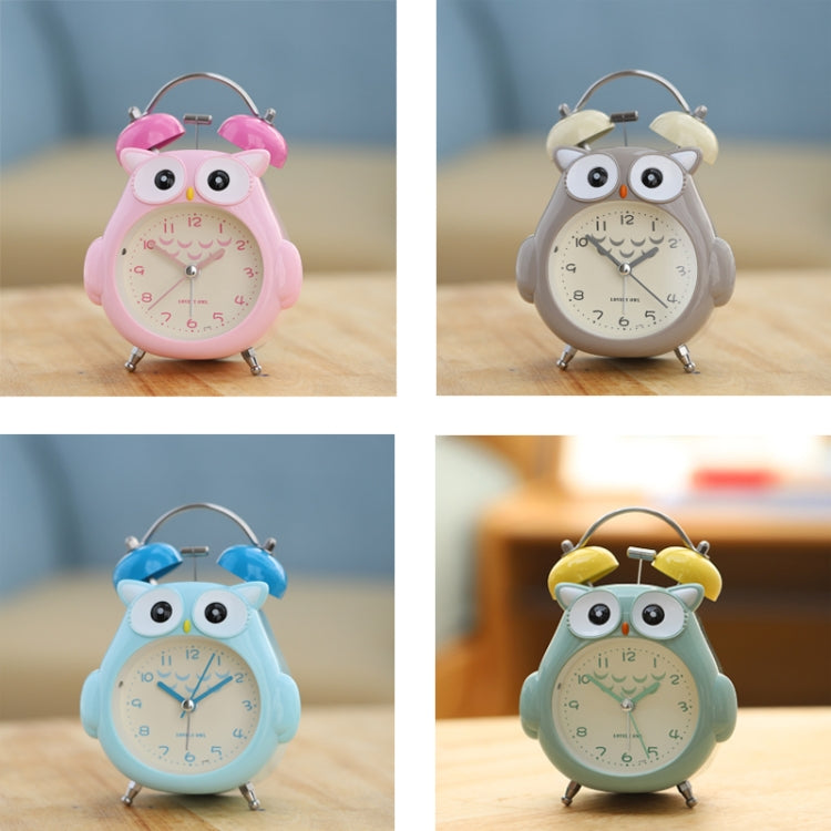 3 Inch Children Cartoon Owl Luminous Silent Bedside Snooze Small Alarm Clock, Pink, Gray, Light Blue, Ink Green