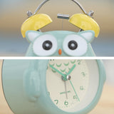 3 Inch Children Cartoon Owl Luminous Silent Bedside Snooze Small Alarm Clock, Pink, Gray, Light Blue, Ink Green