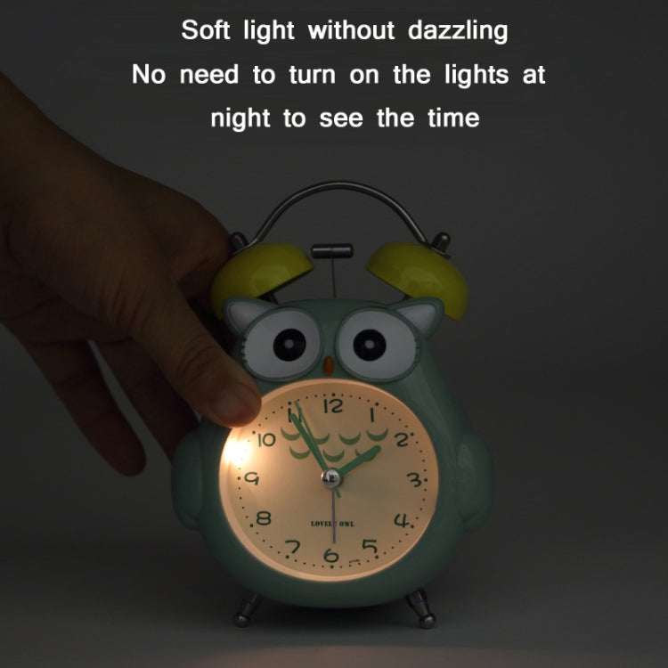 3 Inch Children Cartoon Owl Luminous Silent Bedside Snooze Small Alarm Clock, Pink, Gray, Light Blue, Ink Green