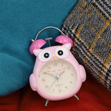 3 Inch Children Cartoon Owl Luminous Silent Bedside Snooze Small Alarm Clock, Pink, Gray, Light Blue, Ink Green
