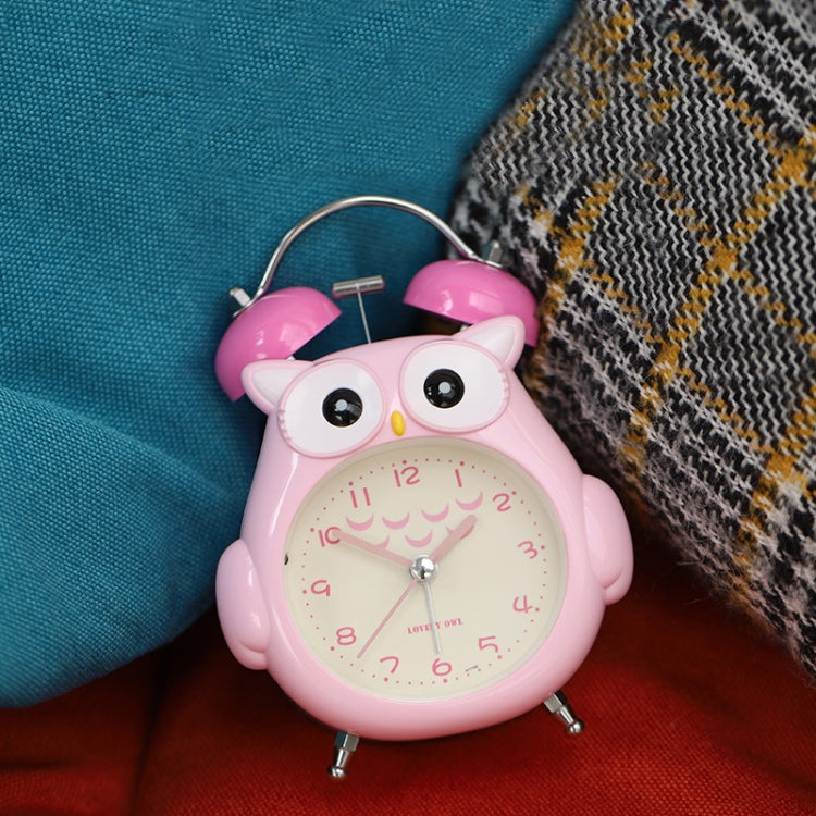 3 Inch Children Cartoon Owl Luminous Silent Bedside Snooze Small Alarm Clock, Pink, Gray, Light Blue, Ink Green