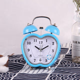 Children Cartoon Apple-Shaped Bedside Mute Desk Clock Metal Bell Digital Alarm Clock, Red, Blue, Pink