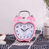 Children Cartoon Apple-Shaped Bedside Mute Desk Clock Metal Bell Digital Alarm Clock, Red, Blue, Pink