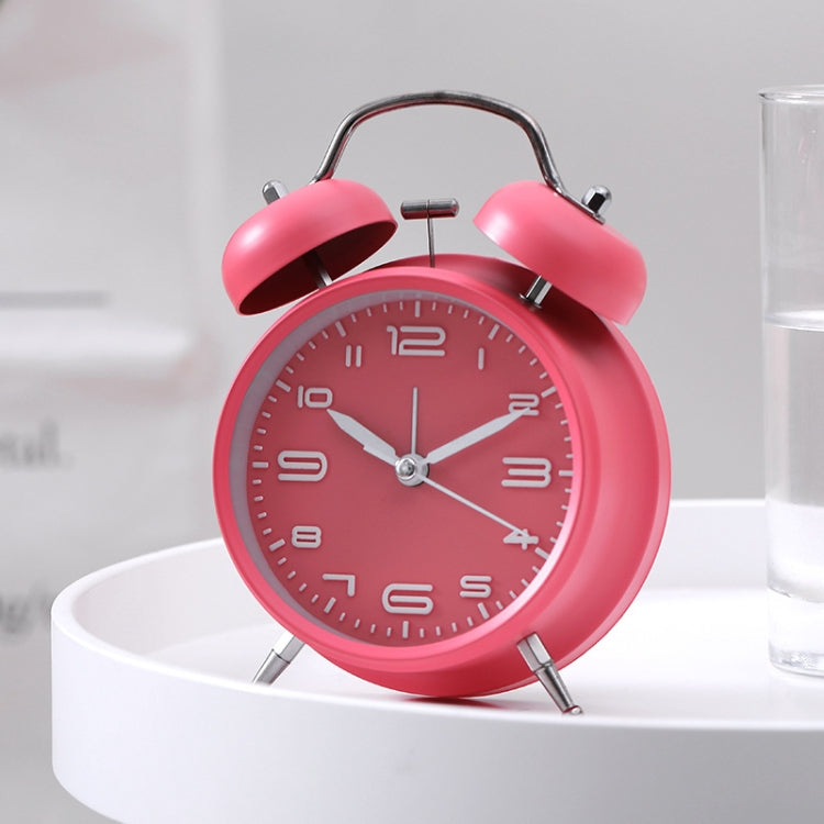 3304T Bedroom Bedside Multifunctional Bell Metal Alarm Clock With Night Light, Wine Red, Navy Blue, Pink, White, Black Pink