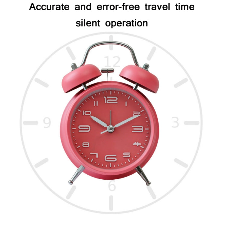 3304T Bedroom Bedside Multifunctional Bell Metal Alarm Clock With Night Light, Wine Red, Navy Blue, Pink, White, Black