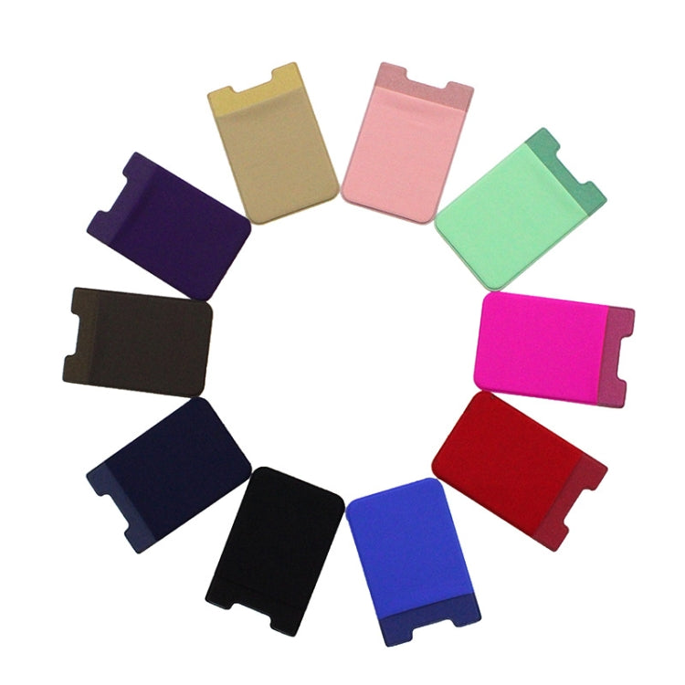 Stretch Lycra Mobile Phone Back Sticker Card Holder Phone Back Wallet Bus Bank Card Holder, Black, Red, Pink, Green, Rose Red, White, Deep Blue, Water Blue, Purple, Brown, Dark Blue, Dark Gray, Gold, Gray