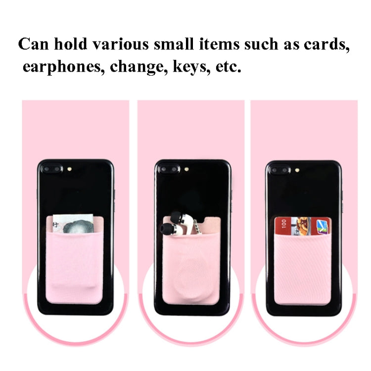 Stretch Lycra Mobile Phone Back Sticker Card Holder Phone Back Wallet Bus Bank Card Holder, Black, Red, Pink, Green, Rose Red, White, Deep Blue, Water Blue, Purple, Brown, Dark Blue, Dark Gray, Gold, Gray