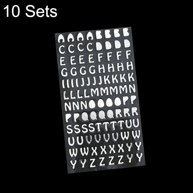 10 Sets Hand Account Alphanumeric Sticker Diary Plan DIY Sticker Set, Bronze Physical Letter, Bronze Cartoon Letter, Bronze Number, Hot Silver Physical Letter, Hot Silver Cartoon Letter, Hot Silver Number Hot Silver Cartoon Letter