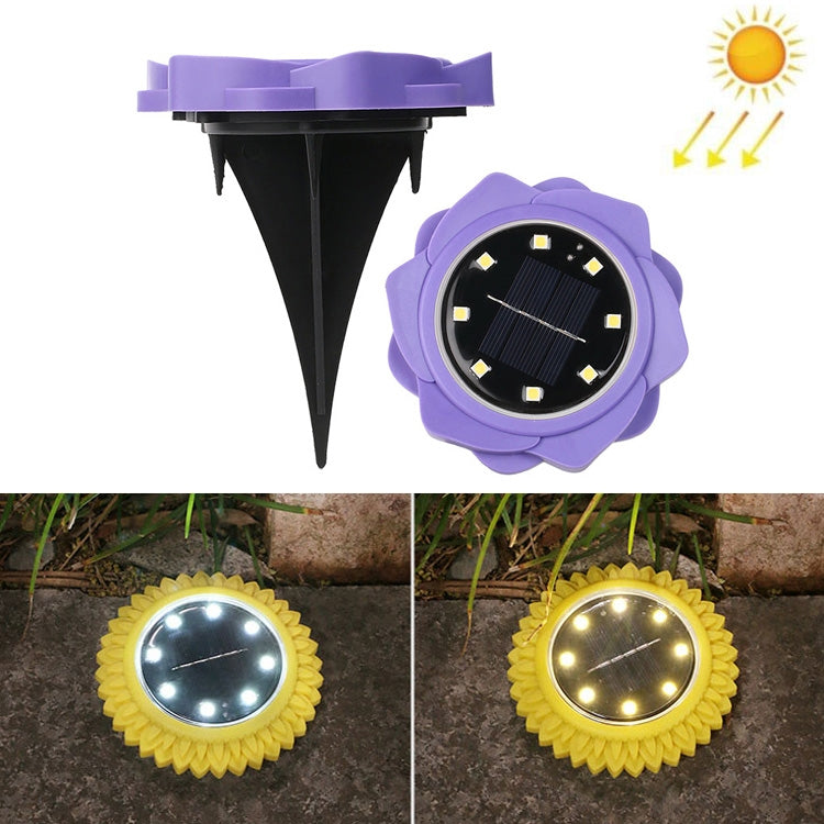 2 PCS 8 LEDs Solar Petals Buried Lamp Waterproof Garden Lawn Light, Specification:, Purple Lily (White Light), Purple Lily (Warm Light), Purple Lily (Colorful Light), Red Rose (White Light), Red Rose (Warm Light), Red Rose (Colorful Light)             ... Purple Lily (Warm Light)