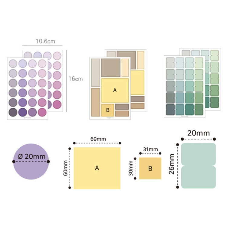 10 Sets YZCSBQ Multifunctional Color Label Sticker Index Sticky Note, Pink, Yellow, Green, Purple