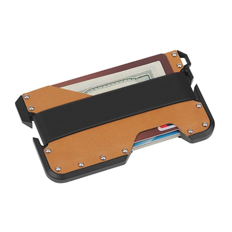 JK02 Metal Card Holder RFID Anti-Theft Leather Wallet EDC Multifunctional Stainless Steel Aluminum Alloy Card Holder, Black, Black+ Khaki +Black, Black+Black + Orange, Black + Khaki + Orange, Silver + Black + Black, Silver + Khaki + Black        ...
