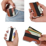 JK02 Metal Card Holder RFID Anti-Theft Leather Wallet EDC Multifunctional Stainless Steel Aluminum Alloy Card Holder, Black, Black+ Khaki +Black, Black+Black + Orange, Black + Khaki + Orange, Silver + Black + Black, Silver + Khaki + Black        ...
