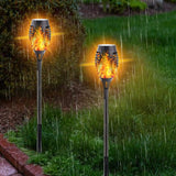 2 PCS Outdoor Courtyard Solar Flame Light Park Lawn Decoration Waterproof Landscape Light