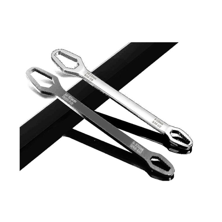 Multi-Function Plum Wrench Open Adjustment Double-Headed Self-Tightening Wrench, Black, Silver