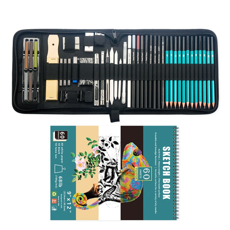 50 in 1 Sketch Pencil Tool Set High-Gloss Metal Pen Carbon Pen Painting Art Set, 50 in 1 Sketch Pencil Tool