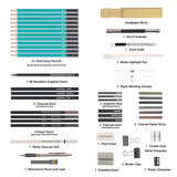 50 in 1 Sketch Pencil Tool Set High-Gloss Metal Pen Carbon Pen Painting Art Set, 50 in 1 Sketch Pencil Tool