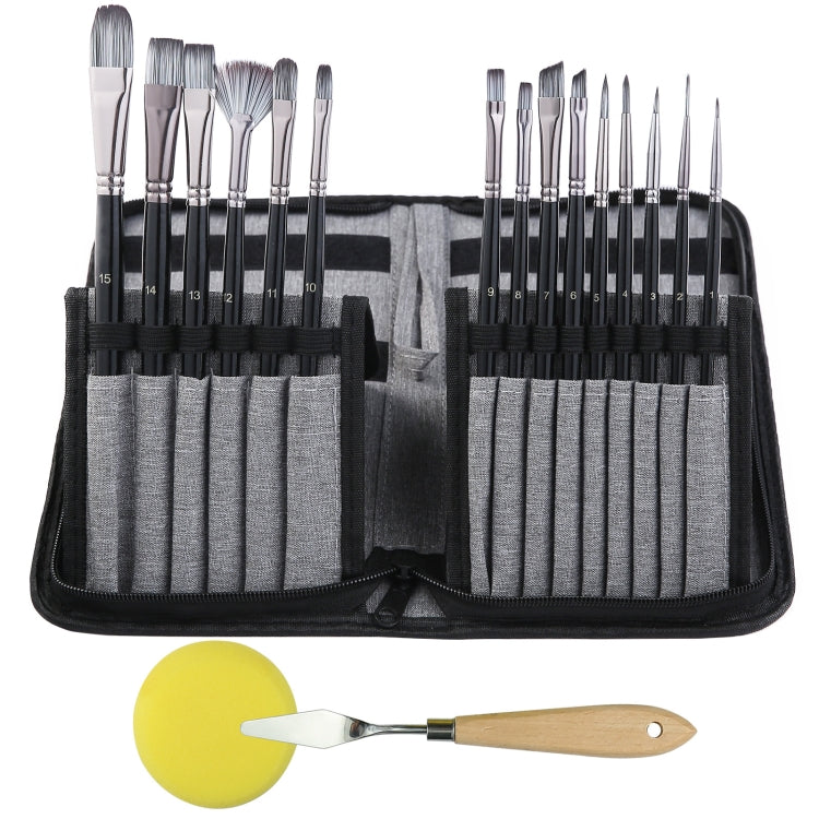17 in 1 Acrylic Paint Brush Multi-Purpose Nylon Wool Watercolor Paint Brush Art Painting Material Qith Canvas Painting Bag, 17 in 1