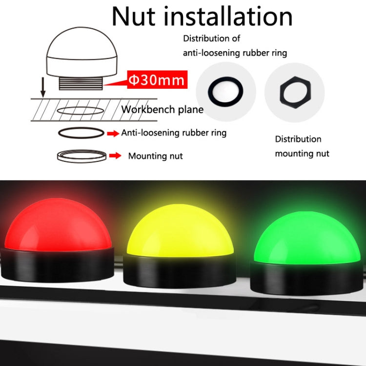 24V Safety Three-Color Warning Light Alarm LED Hemispherical Waterproof Indicator, Style 1, Style 2