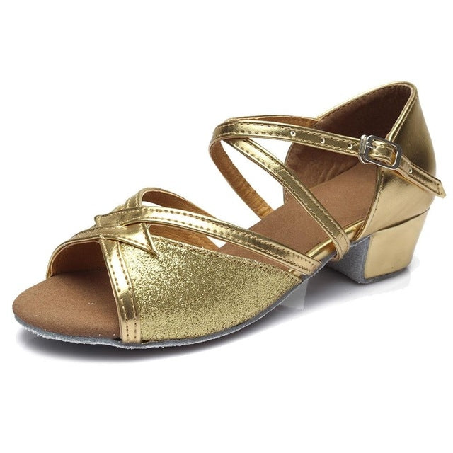 Tango Salsa Latin Low Heel Soft Bottom Dance Shoes for Girls & Women, 32, 33, 34, 35, 36, 37, 38, 40 37 Gold