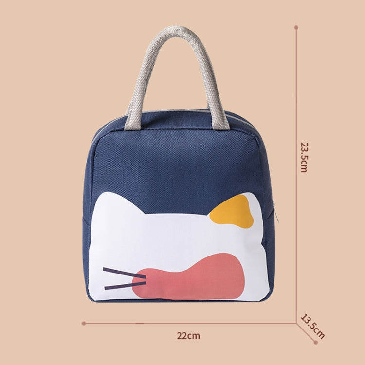 QW001 Cartoon Thick Aluminum Foil Lunch Bag Student Lunch Box Handbag Insulated Bag, Cat Lunch Bag(Tibetan blue)