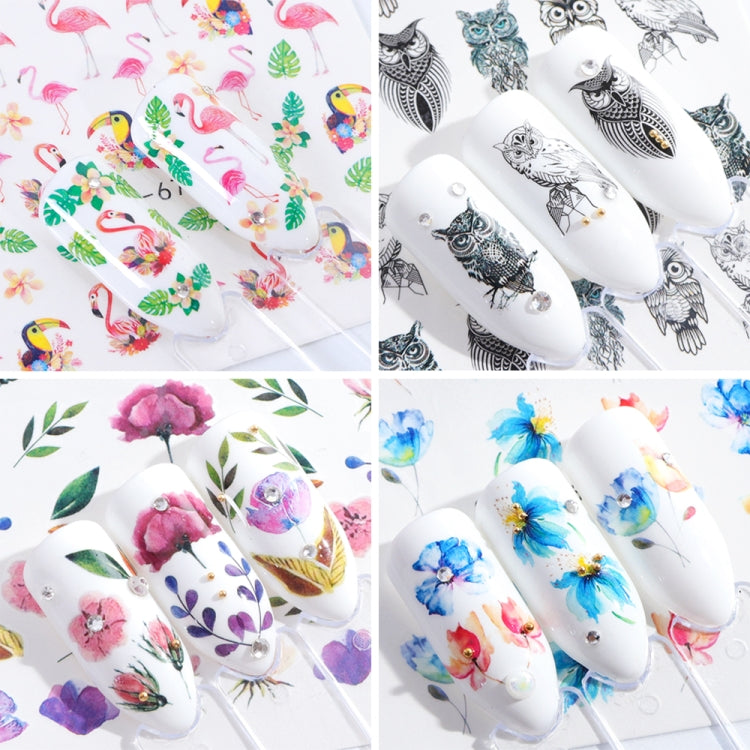 5 PCS Flamingo Nail Stickers Water Decals Cute Animals Rabbit Owl Wraps Flora Watermark Adhesive Decoration Manicure, STZ659, STZ660, STZ661, STZ662, STZ663, STZ664, STZ665, STZ666, STZ667, STZ668, STZ669, STZ670, STZ671, STZ672, STZ673