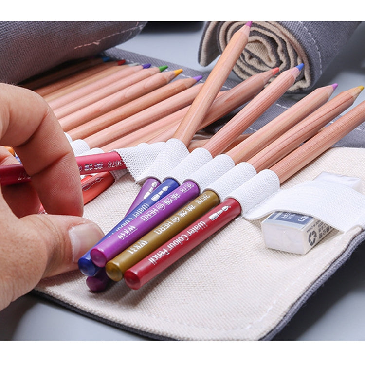 12 Holes Handmade Gray Canvula Pen Curtain Large Capacity Roller Pen Bag Color Lead Sketch Stationery Bag, 12 Holes, 24 Holes, 36 Holes, 48 Holes, 72 Holes