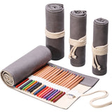 12 Holes Handmade Gray Canvula Pen Curtain Large Capacity Roller Pen Bag Color Lead Sketch Stationery Bag, 12 Holes, 24 Holes, 36 Holes, 48 Holes, 72 Holes