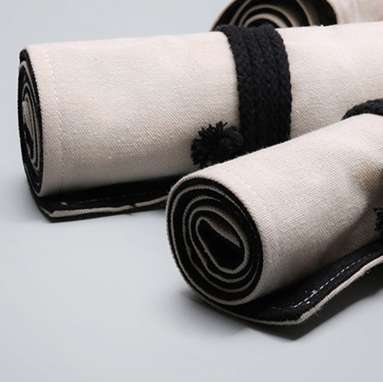 12 Holes Solid Handmade Canvas Color Pencil Curtain Painting Special Storage Bag Large Capacity Roll Pen Bag, 12 Holes, 24 Holes, 36 Holes, 48 Holes, 72 Holes