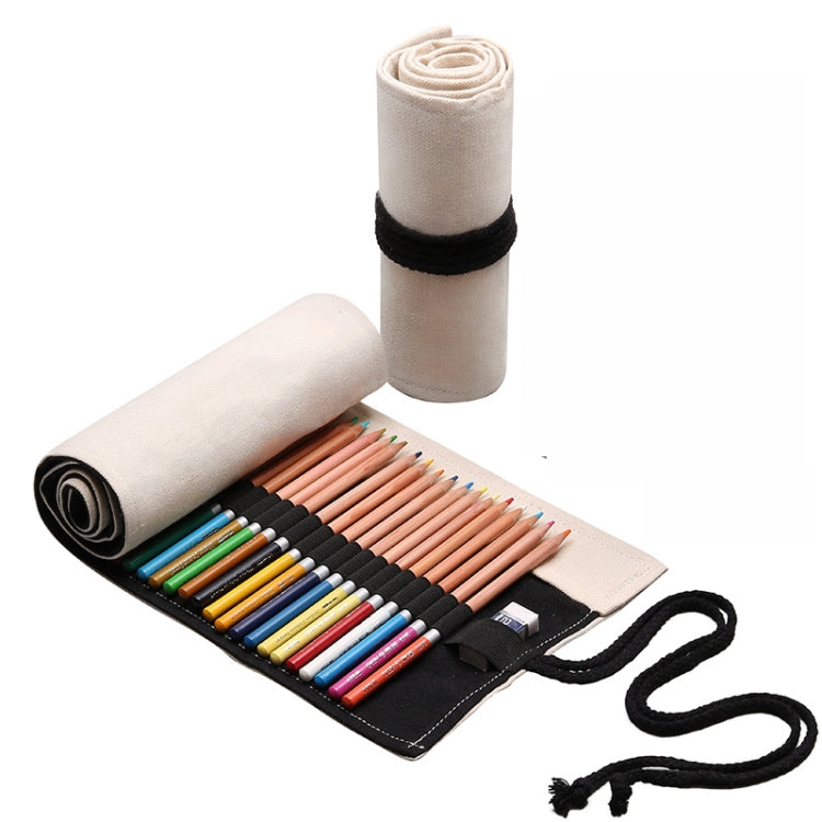 12 Holes Solid Handmade Canvas Color Pencil Curtain Painting Special Storage Bag Large Capacity Roll Pen Bag, 12 Holes, 24 Holes, 36 Holes, 48 Holes, 72 Holes 24 Holes